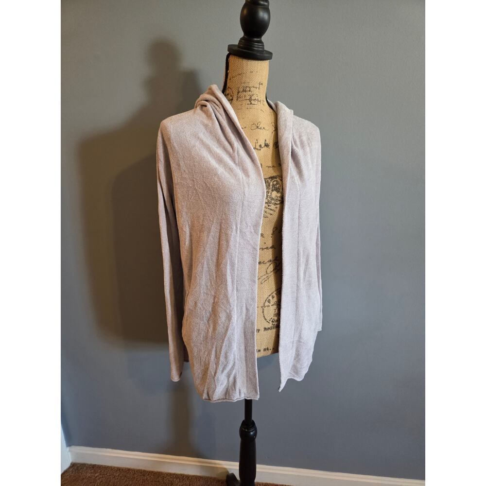 Barefoot Dreams cozychic ultra lite hooded cardigan dove grey long open front S